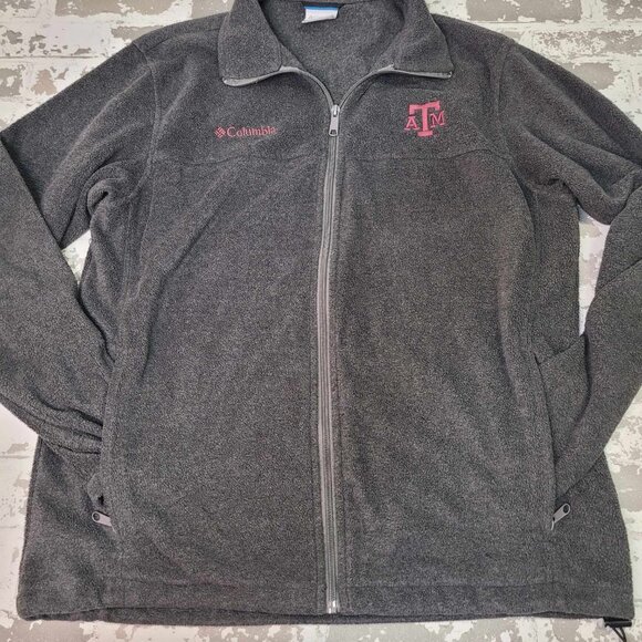 2495 Columbia Texas A&M Full Zip Fleece Jacket Gray Men's Large - Picture 1 of 6
